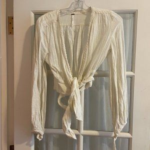 Free People Cream Wrap Top